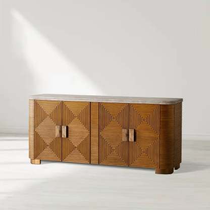 Kensley 4-Door Sideboard, Grey Emperador Marble