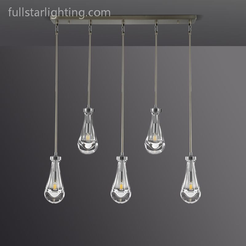 Raindrops 5-Light Rod Rectangular Chandelier