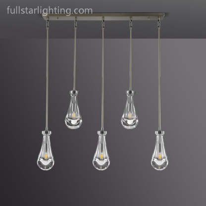 Raindrops 5-Light Rod Rectangular Chandelier