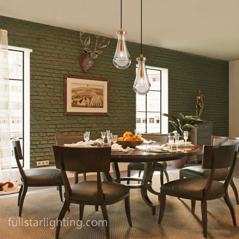 Raindrops 2-Light Round Cord Chandelier with Glass Drops-Fullstarlighting