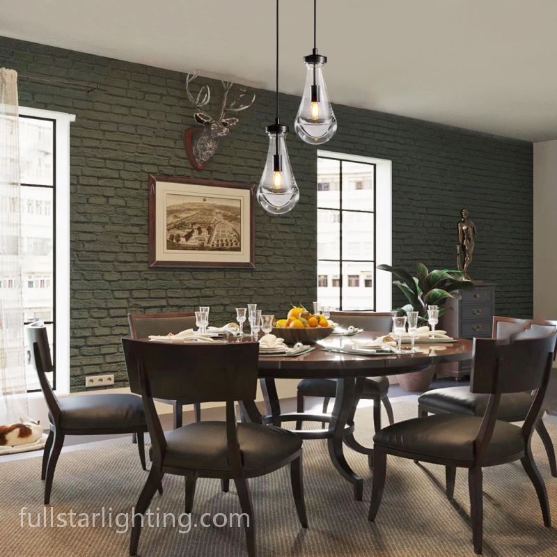 Raindrops 2-Light Round Cord Chandelier with Glass Drops-Fullstarlighting