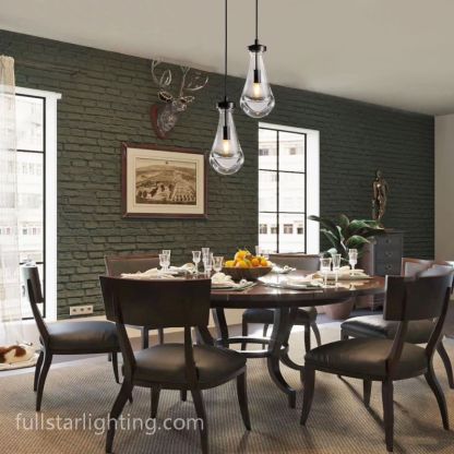 Raindrops 2-Light Round Cord Chandelier with Glass Drops-Fullstarlighting