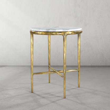 Thaddeus Marble Round Side Table 18"D-Fullstarlighting