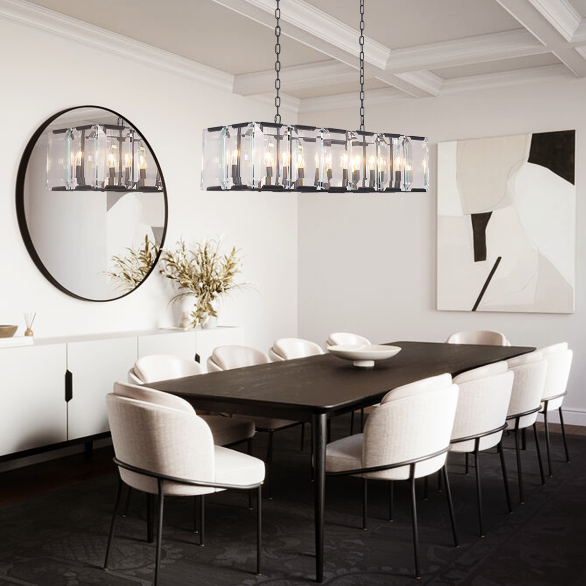 Kiko Crystal Rectangular Chandelier-Fullstarlighting