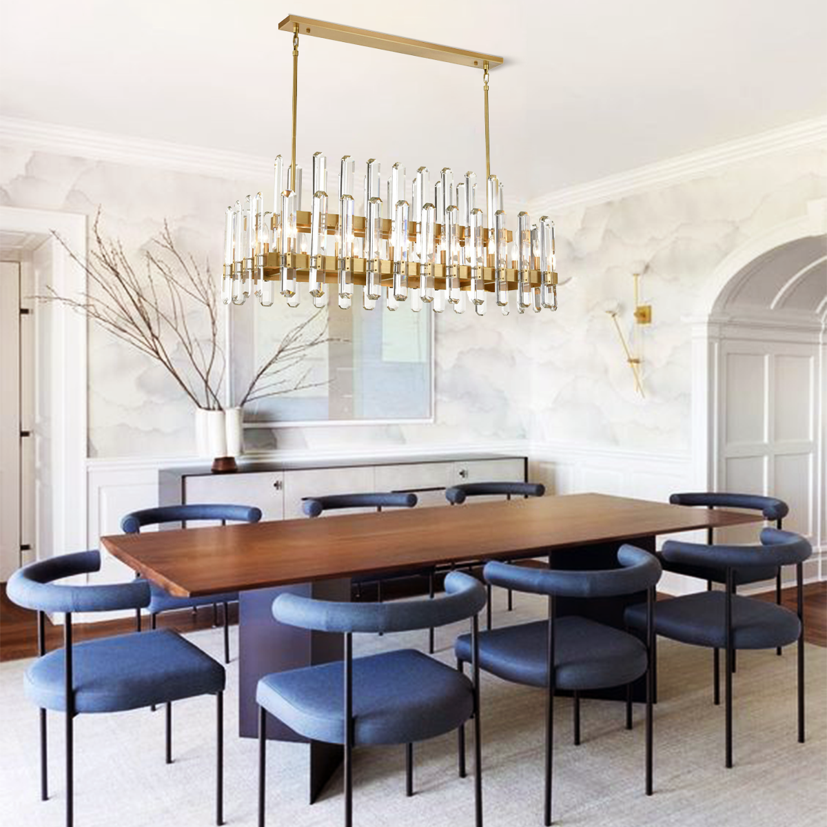 Brous Crystal Linear Chandelier-Fullstarlighting