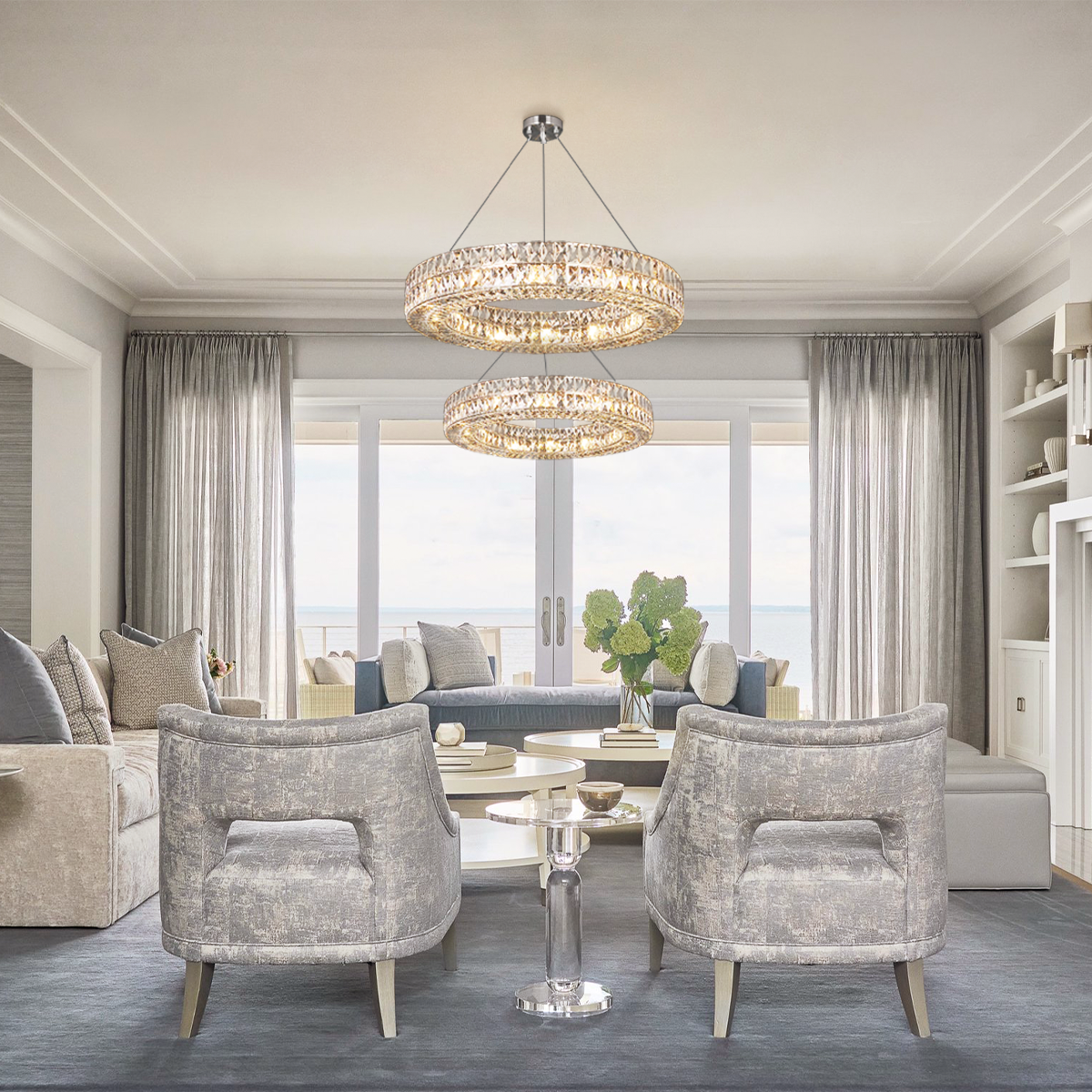 Ceda Halo Crystal Multi-Tier Ring Chandelier-Fullstarlighting