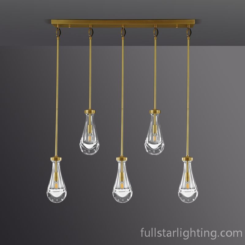 Raindrops 5-Light Rod Rectangular Chandelier