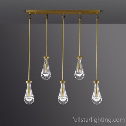 Raindrops 5-Light Rod Rectangular Chandelier