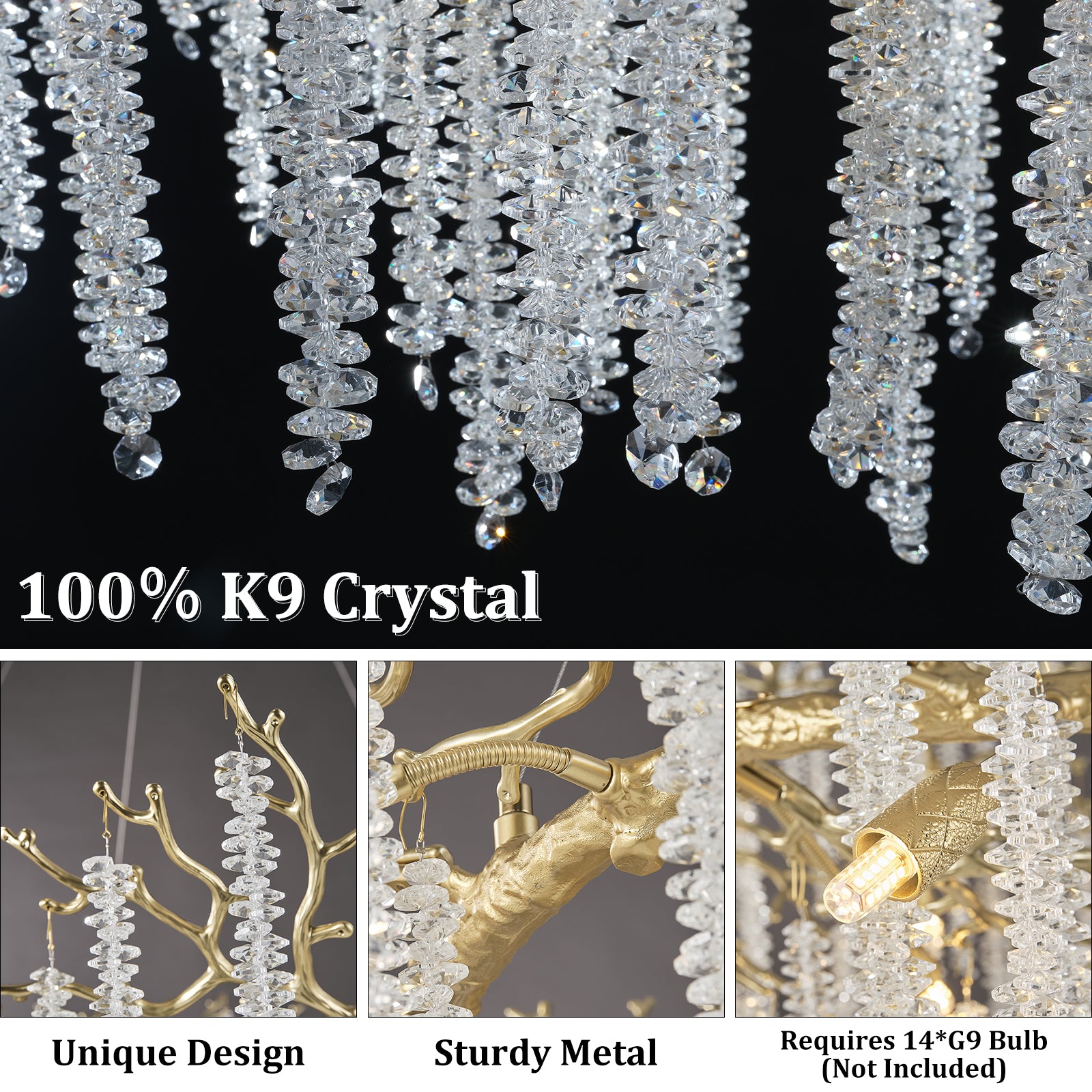 Snow Tree Branch Gold/Silver Chandelier 47''-Fullstarlighting
