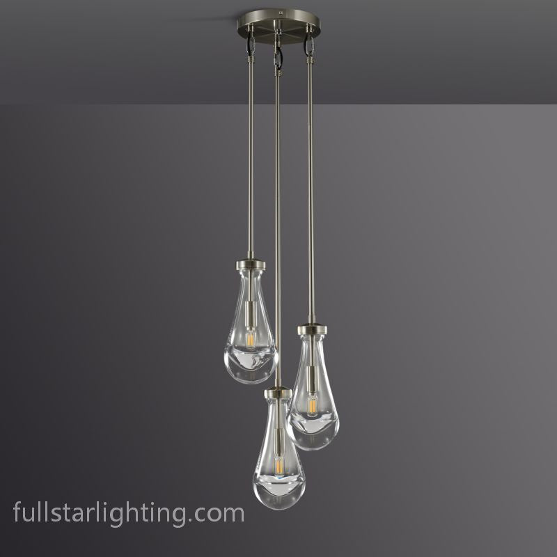 Raindrops 3-Light Rod Round Chandelier-Fullstarlighting