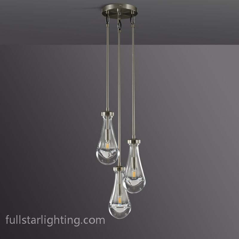 Raindrops 3-Light Rod Round Chandelier-Fullstarlighting