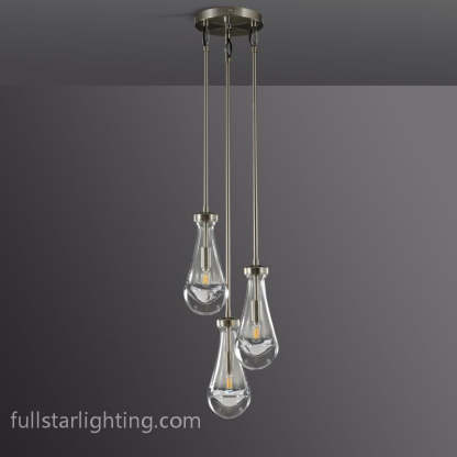 Raindrops 3-Light Rod Round Chandelier-Fullstarlighting