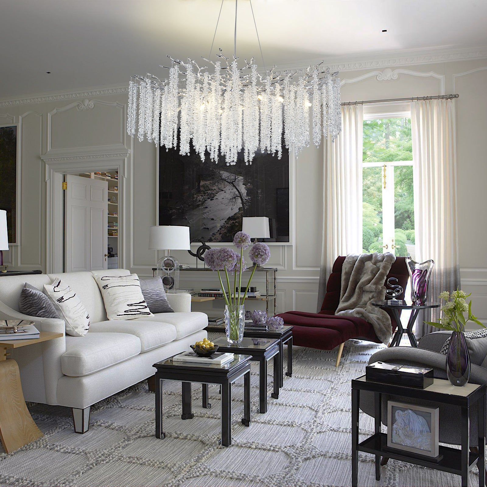 Snow Tree Branch Crystal Gold/Silver Chandelier for All Rooms 40''-Fullstarlighting