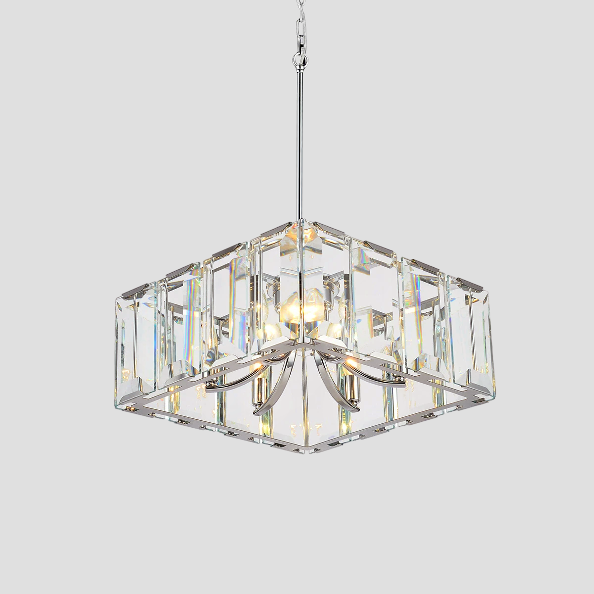 Kiko Crystal Square Chandelier 24"-Fullstarlighting