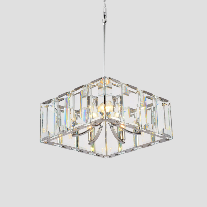 Kiko Crystal Square Chandelier 24"-Fullstarlighting