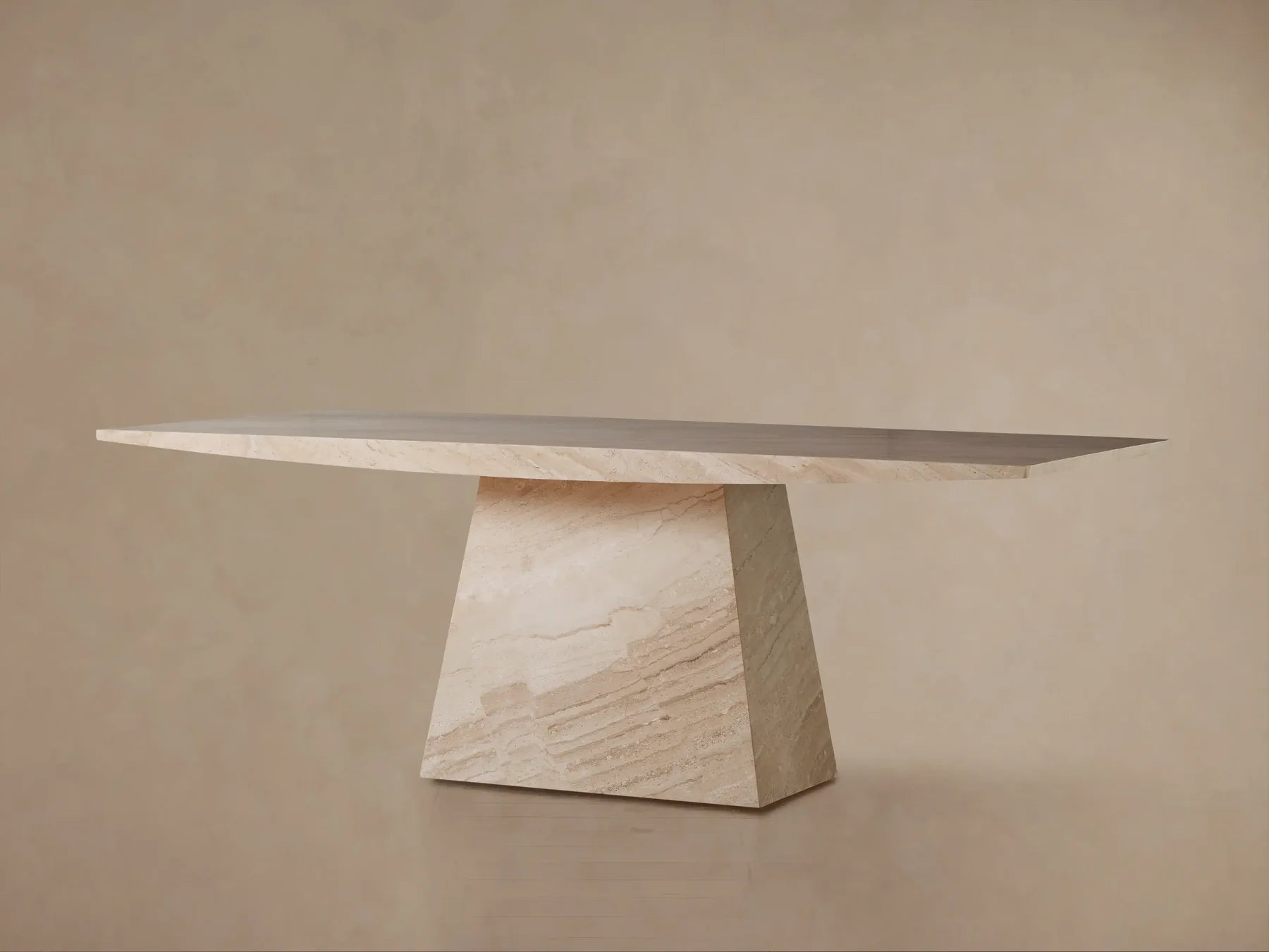 Ilaria Dining Table Beige Coralle Marble Pedestal Artisanal Dining