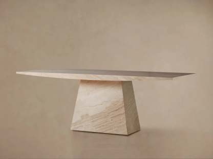 Ilaria Dining Table Beige Coralle Marble Pedestal Artisanal Dining