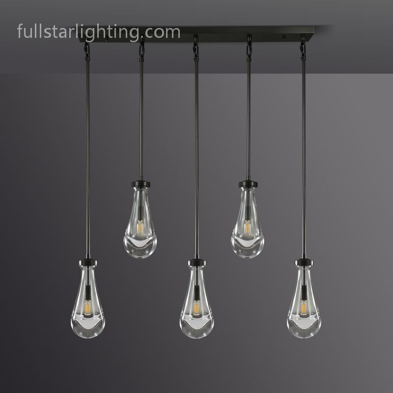Raindrops 5-Light Rod Rectangular Chandelier