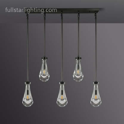 Raindrops 5-Light Rod Rectangular Chandelier