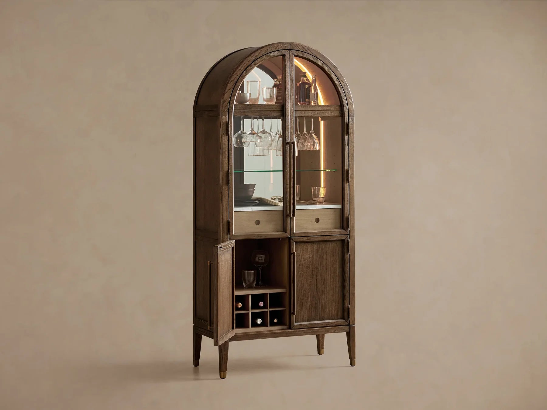 Hattie Bar Cabinet Solid Oak Wood Rectangular Vintage Inspired Dining-Fullstarlighting