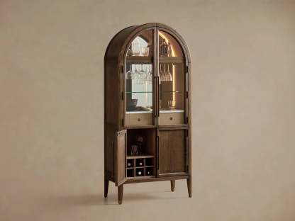 Hattie Bar Cabinet Solid Oak Wood Rectangular Vintage Inspired Dining