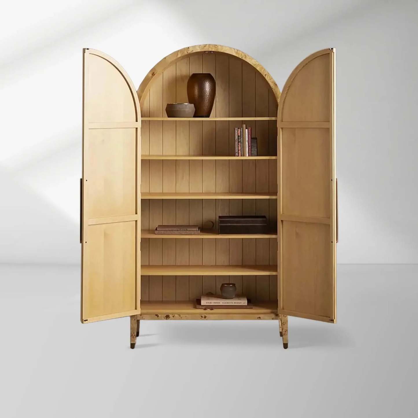 Hattie Burl Tall Cabinet Living Room Natural Wood Grain Storage Cabinet-Fullstarlighting