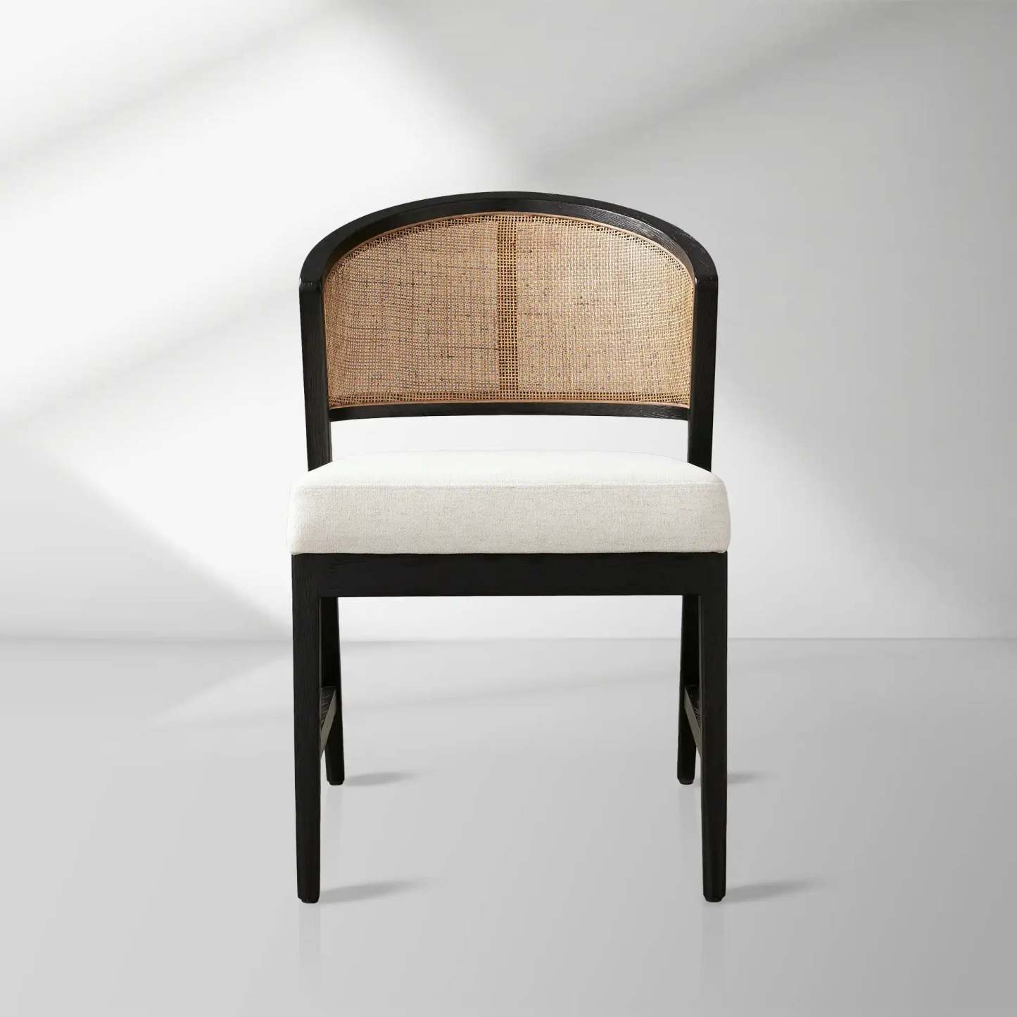 Aimee Dining Side Chair with Oak Wood Frame and Rattan Cane Back