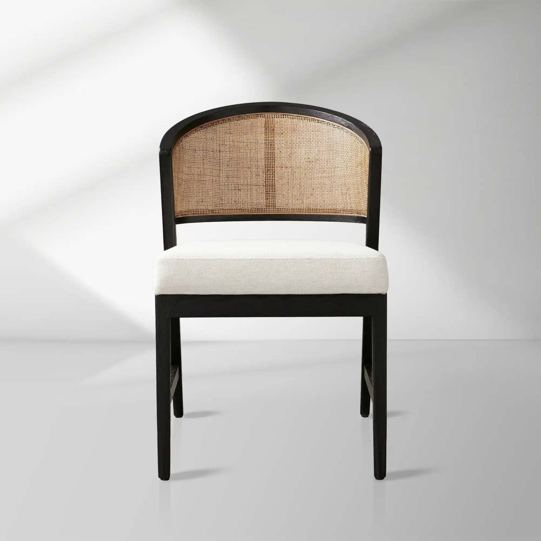 Aimee Dining Side Chair with Oak Wood Frame and Rattan Cane Back