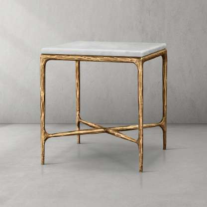 Thaddeus Marble Square Side Table 18" 22"-Fullstarlighting