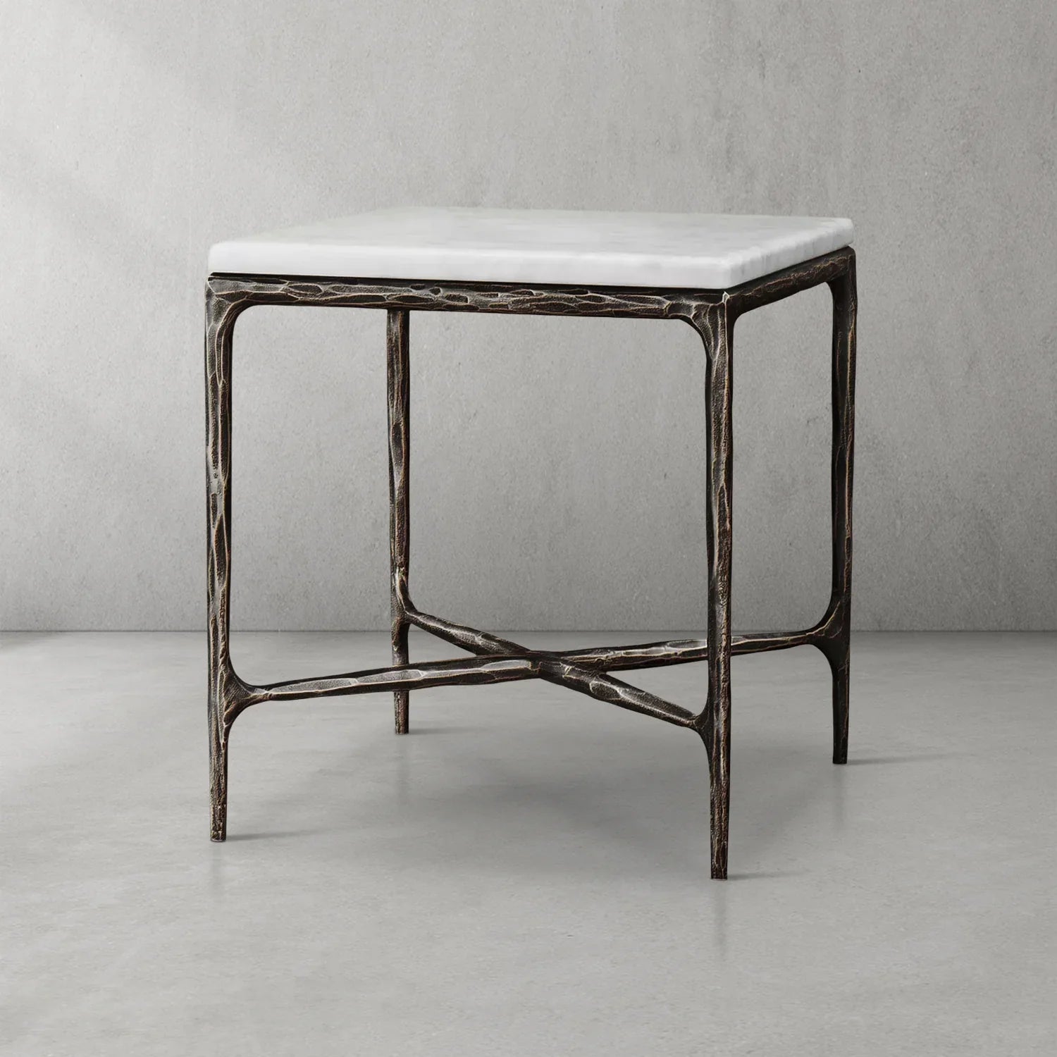 Thaddeus Marble Square Side Table 18" 22"-Fullstarlighting