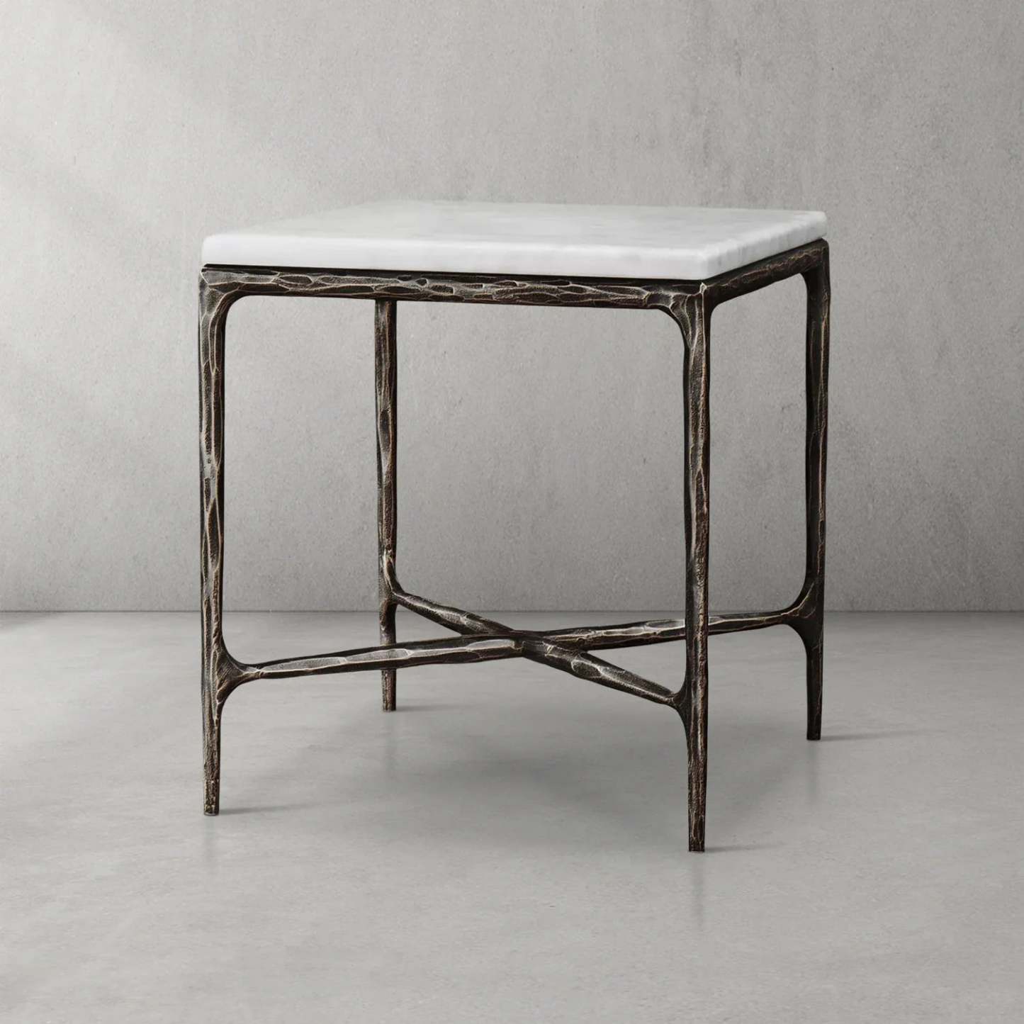 Thaddeus Marble Square Side Table 18" 22"-Fullstarlighting