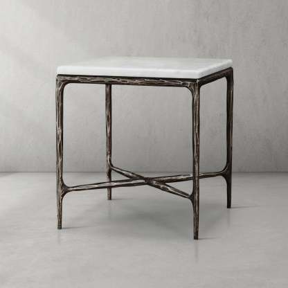 Thaddeus Marble Square Side Table 18" 22"-Fullstarlighting