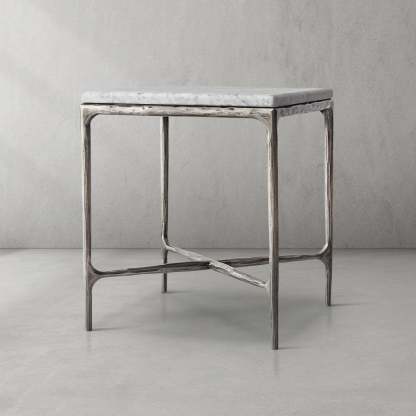 Thaddeus Marble Square Side Table 18" 22"-Fullstarlighting