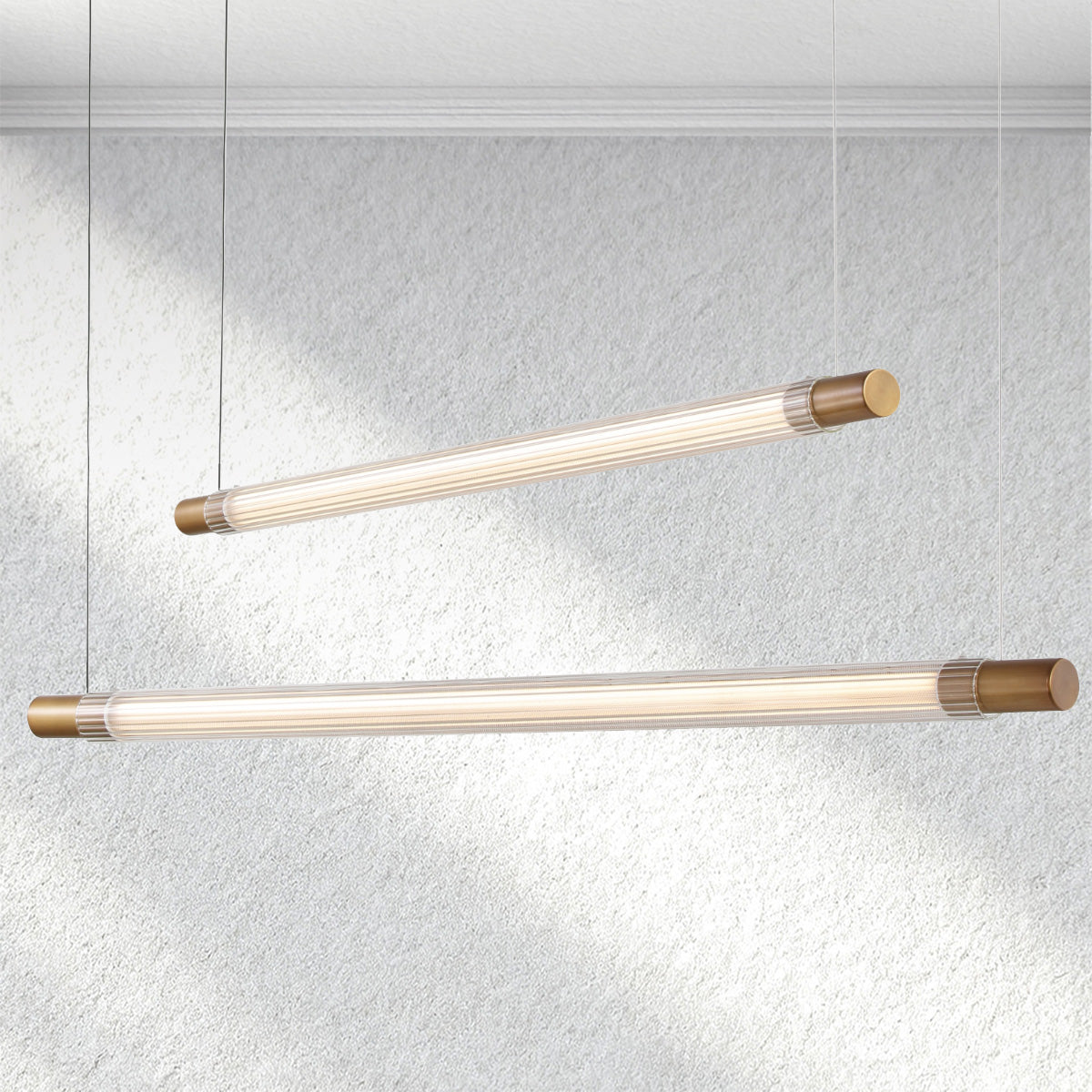 Everglow Ribbed Glass Linear Chandelier-Fullstarlighting