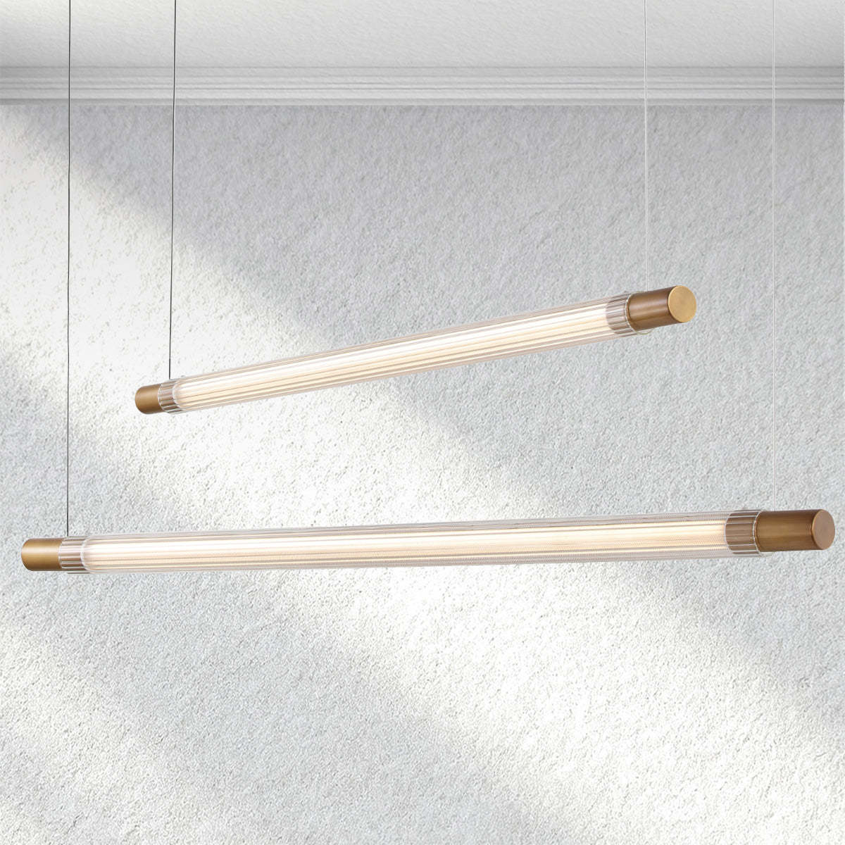 Everglow Ribbed Glass Linear Chandelier,quiet luxury ambient lighting