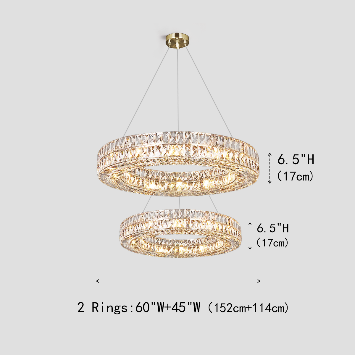 Ceda Halo Crystal Multi-Tier Ring Chandelier-Fullstarlighting
