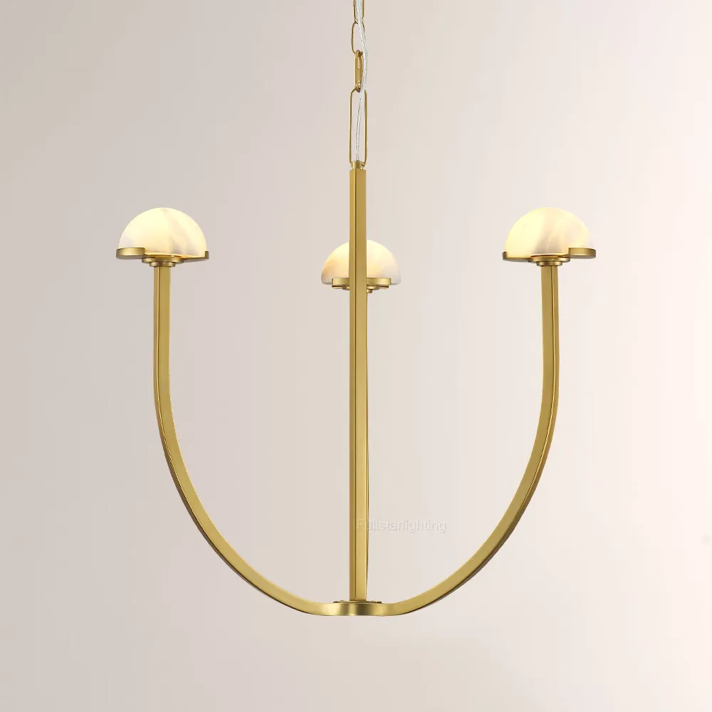 Pedra Round Chandelier 24",Modern Tiered Brass Alabaster Chandelier