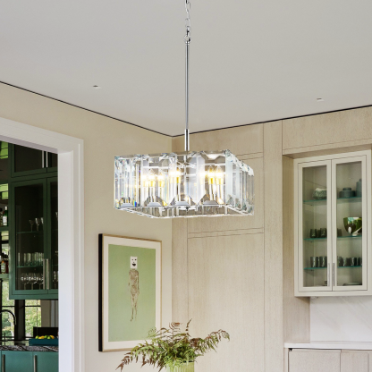 Kiko Crystal Square Chandelier 24"-Fullstarlighting