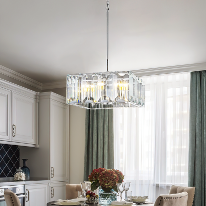 Kiko Crystal Square Chandelier 24"-Fullstarlighting