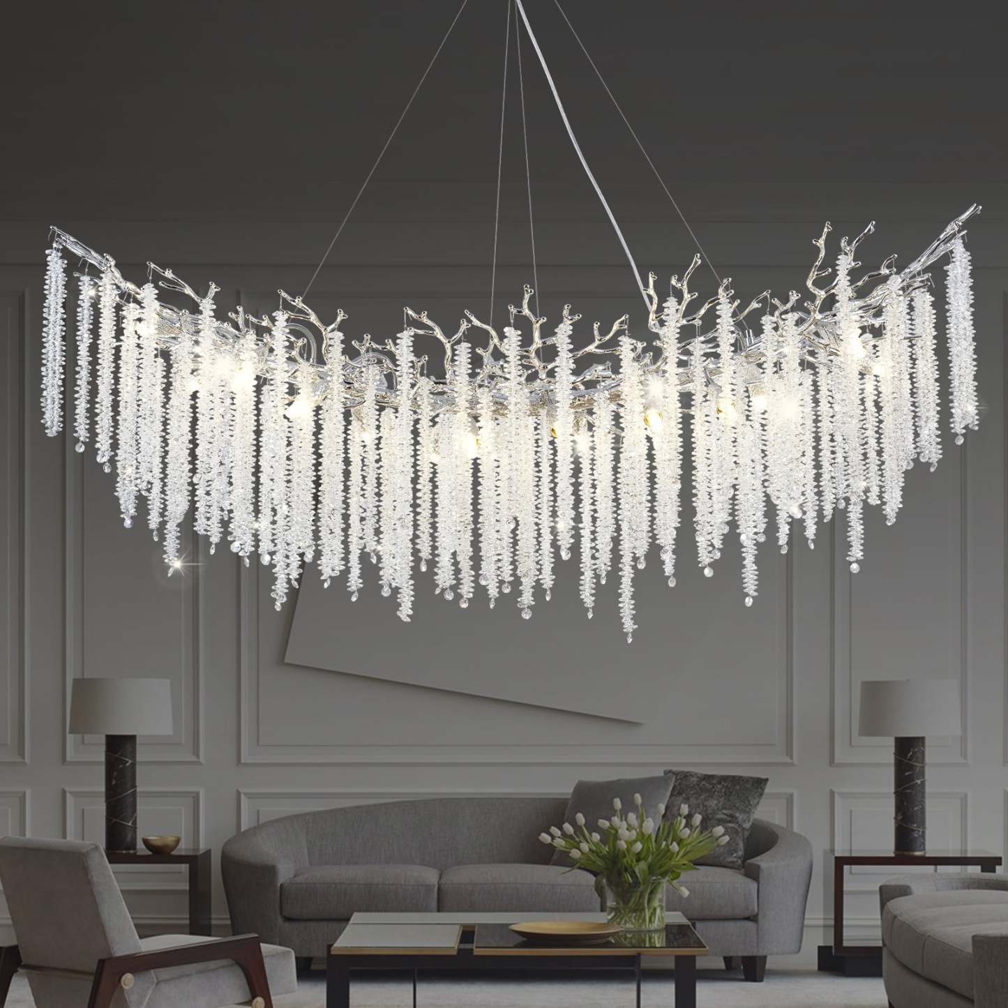 Snow Tree Branches Linear Chandelier for All Rooms 55''-Fullstarlighting