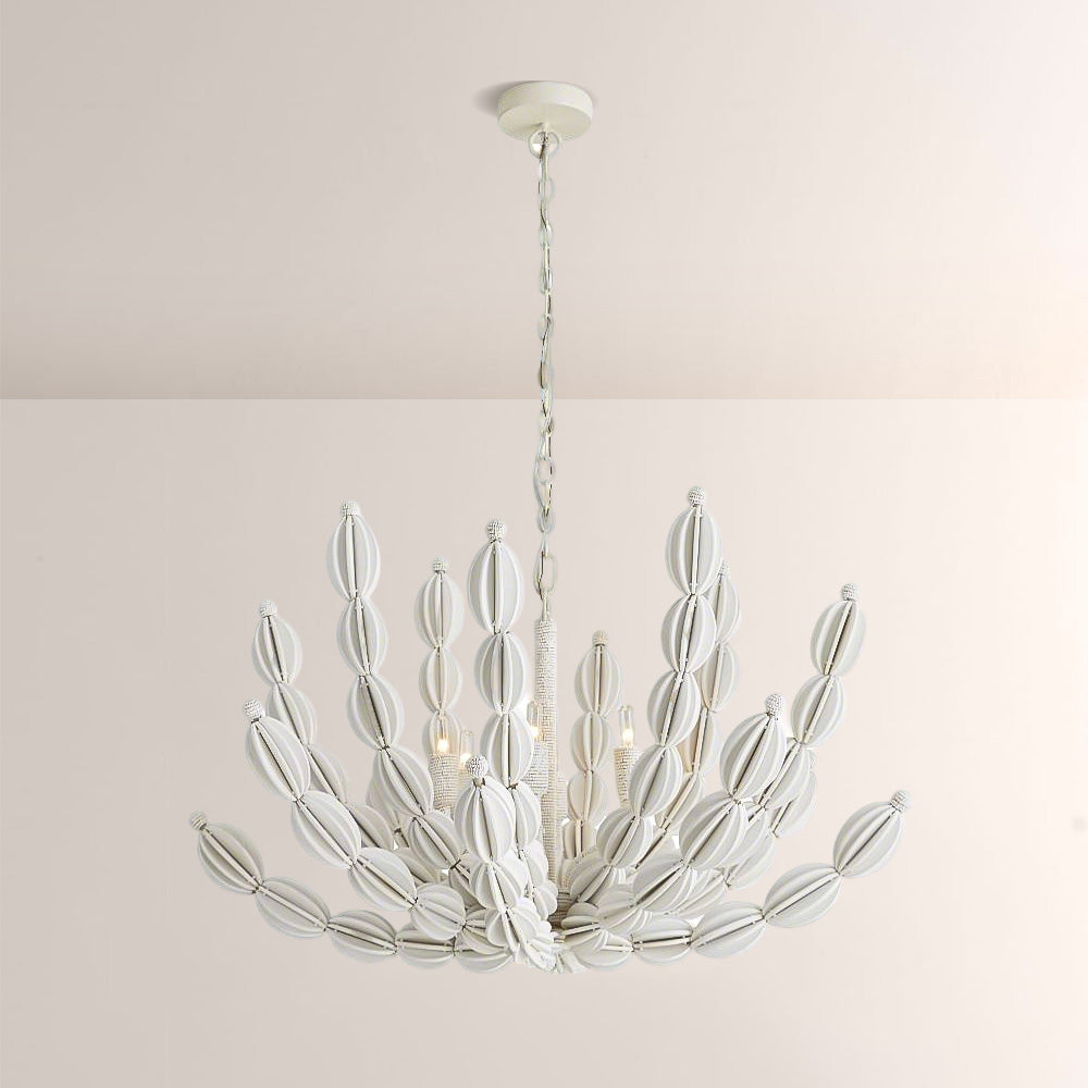 Indi White Wood Chandelier