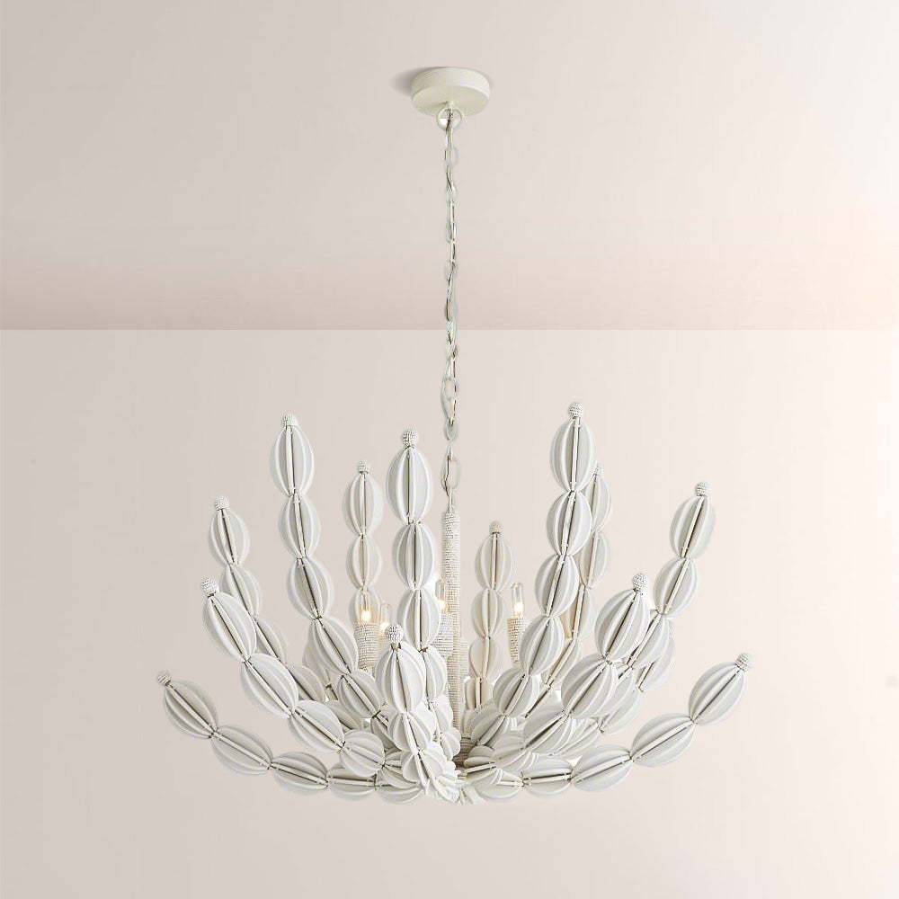 Indi White Wood Chandelier