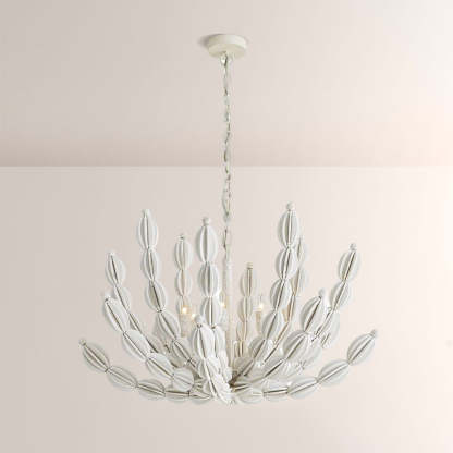 Indi White Wood Chandelier