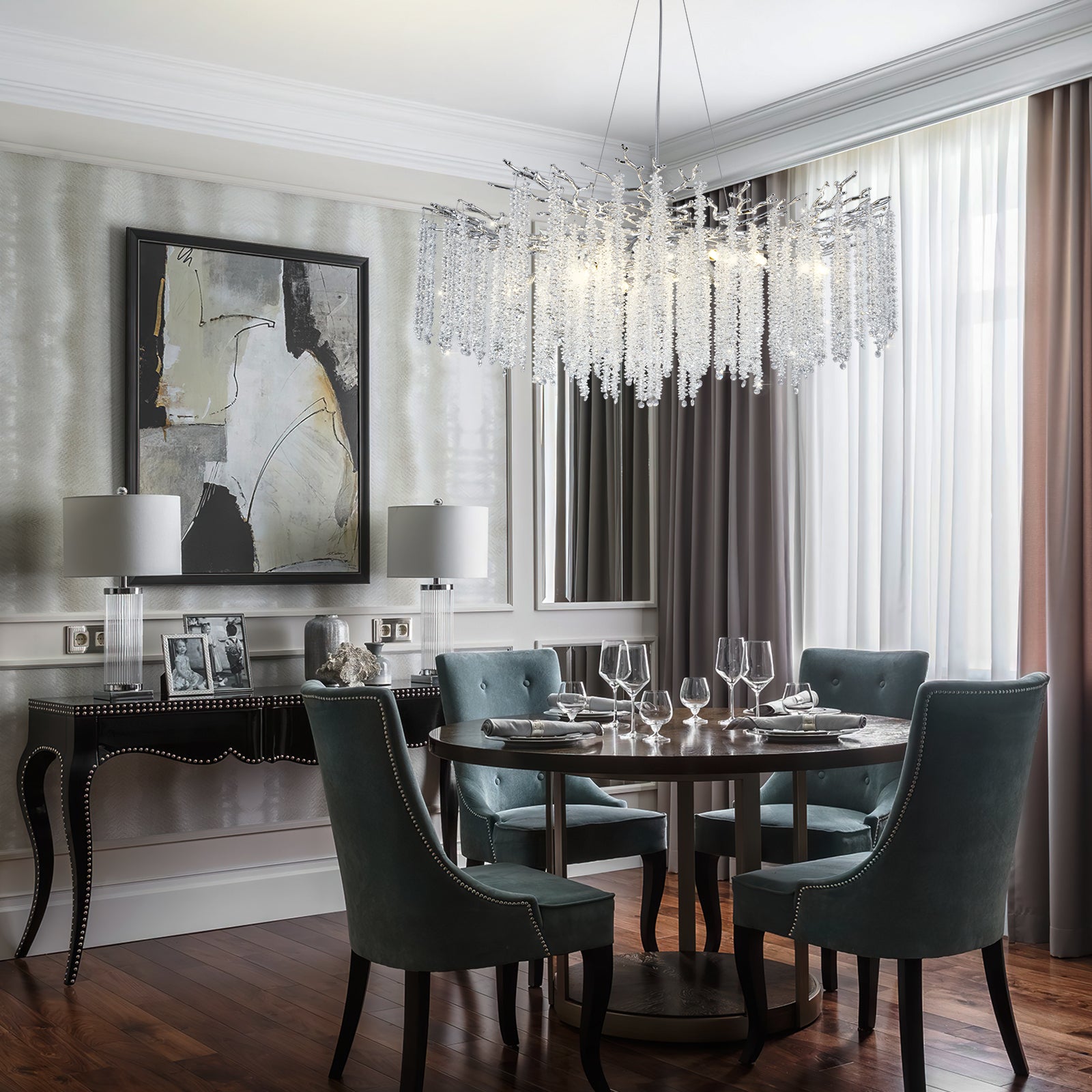 Snow Tree Branch Crystal Gold/Silver Chandelier for All Rooms 40''-Fullstarlighting
