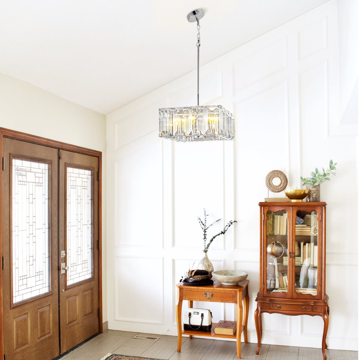 Kiko Crystal Square Chandelier 24"-Fullstarlighting