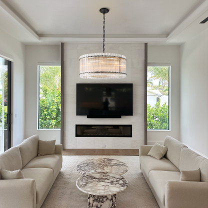 Meravisse Ribbed Glass Round Chandelier-Fullstarlighting