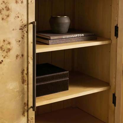 Hattie Burl Tall Cabinet Living Room Natural Wood Grain Storage Cabinet-Fullstarlighting