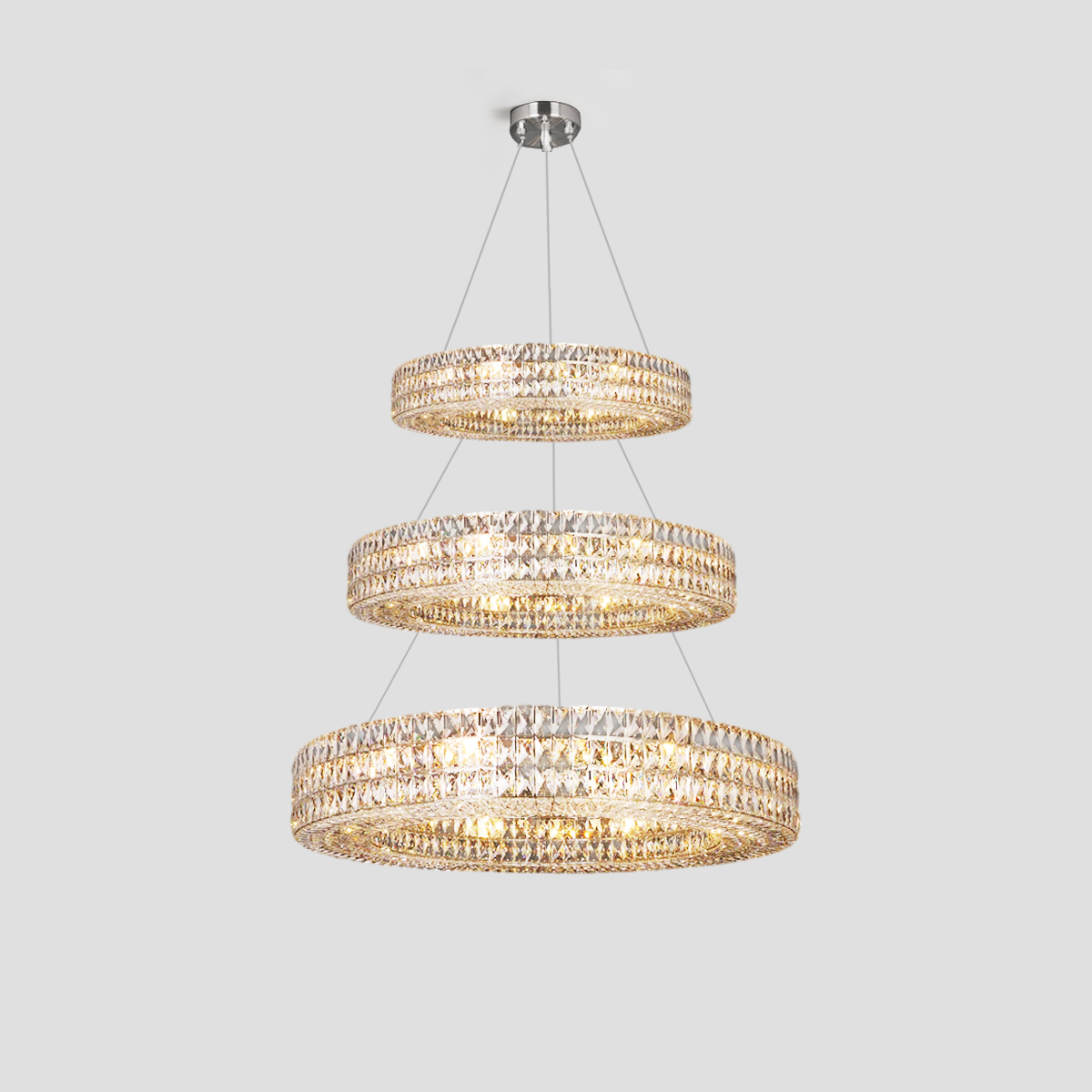 Ceda Halo Crystal Multi-Tier Ring Chandelier-Fullstarlighting