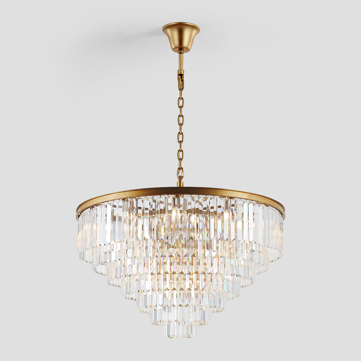 Olmavor 1920s-Style Multi-Tier Clear/Smoke Crystal Round Chandelier