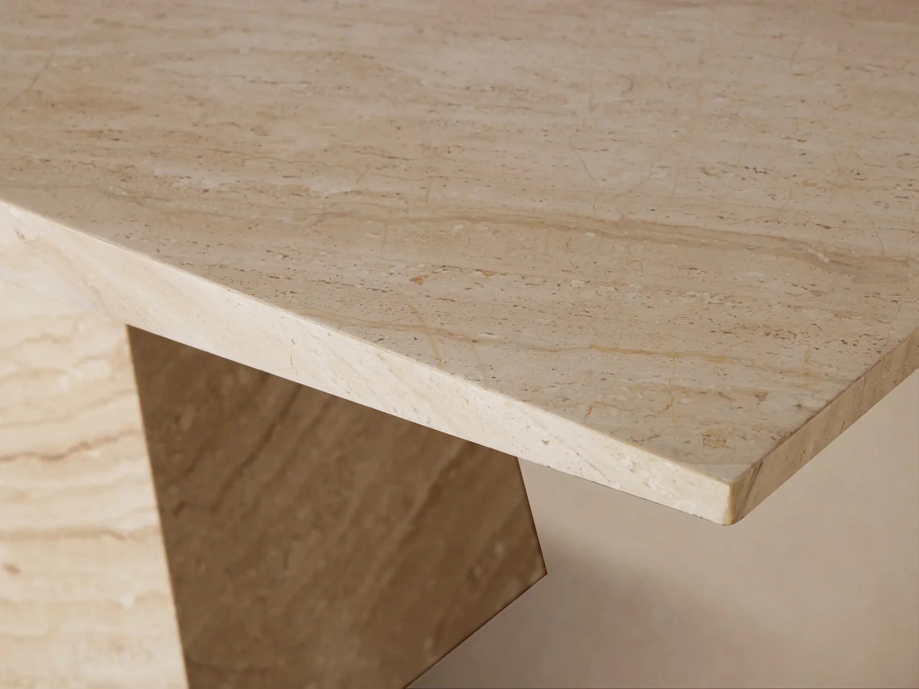 Ilaria Dining Table Beige Coralle Marble Pedestal Artisanal Dining